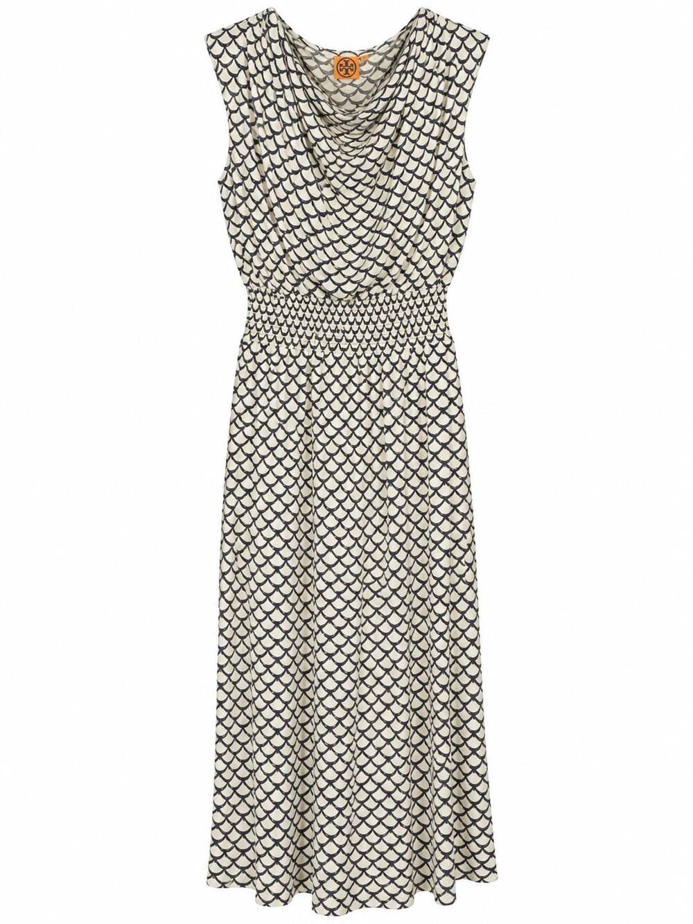 Tory Burch Justina Scallop Print Blouson Dress Size L (q1)